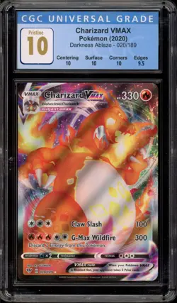 Pokemon Charizard VMAX Darkness Ablaze Full Art #020 CGC 10 Pristine - Image 1