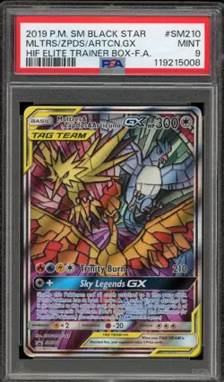 Pokemon Moltres & Zapdos & Articuno GX Hidden Fates ETB Promo SM210 PSA 9 Mint - Image 1