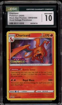 Pokemon Charizard Vivid Voltage Prerelease Holo Promo SWSH066 CGC 10 Gem Mint - Image 1