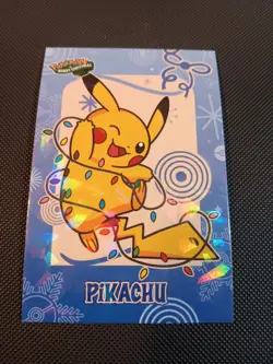 Pokemon 2024 Card Database Christmas Set Pikachu 8 Cracked Holo Peru US Seller - Image 1
