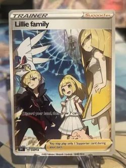 Pokemon Lillie and Family Anima Waifu Doujin ACG DIY Trainer Full Art Card - Image 1