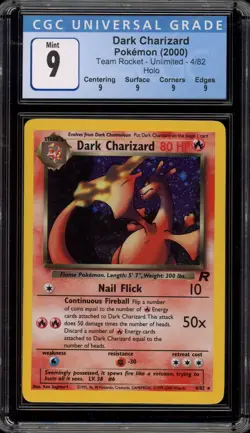 Pokemon Dark Charizard Team Rocket Unlimited Holo Rare #4 CGC 9 Mint - Image 1