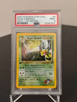 Koga's Beedrill 1st Edition Holo Gym Challenge 9/132 Pokemon 2000 PSA 9 - Image 1