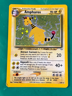 Ampharos 1/64 Pokemon Neo Revelation Holo Rare HP Card - Image 1