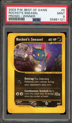 Pokemon Rocket's Sneasel Best of Game Winner Promo #5 PSA 9 Mint - Image 1
