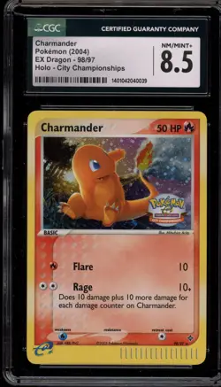 Pokemon Charmander City Championships EX Dragon Holo Rare #98 CGC 8.5 - Image 1