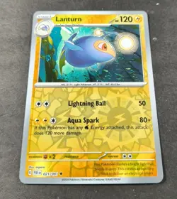 Pokemon Paldean Fates Lanturn Reverse Holo Uncommon Card 021/091 NM - Image 1