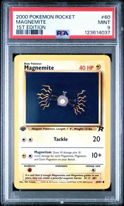 PSA 9 Magnemite 60/82 - Team Rocket - Pokemon Card 2000 1st Edition - Image 1