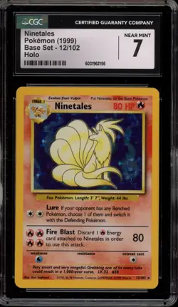 Pokemon Ninetales Base Set Unlimited Holo Rare #12 CGC 7 - Image 1