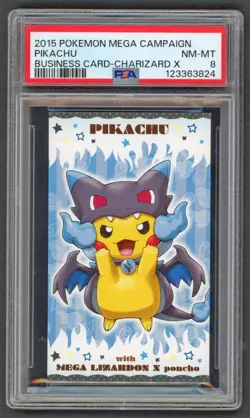 Pokemon Cards - PSA 8 Pikachu Mega Lizardon X Poncho Charizard BC Business Card - Image 1