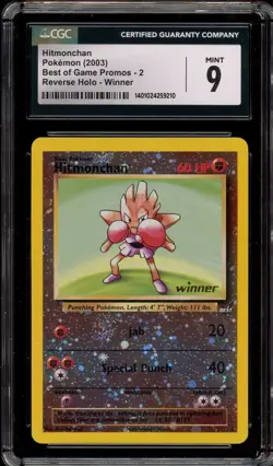 Pokemon Hitmonchan Best of Game Winner Reverse Holo Promo #2 CGC 9 Mint - Image 1