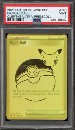Pokemon Poke Ball Celebrations Ultra-Premium Coll. Full Art Promo SWSH146 PSA 9 - Image 1