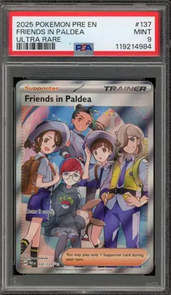 Pokemon Friends in Paldea Prismatic Evolutions Ultra Rare #137 PSA 9 Mint - Image 1