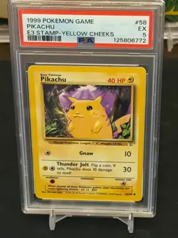 1999 POKEMON Pikachu "E3" Stamp Yellow Cheeks PSA 5 - Excellent! - Image 1