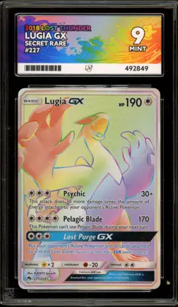 Pokemon Lugia GX Lost Thunder Secret Rare Full Art #227 ACE 9 Mint - Image 1