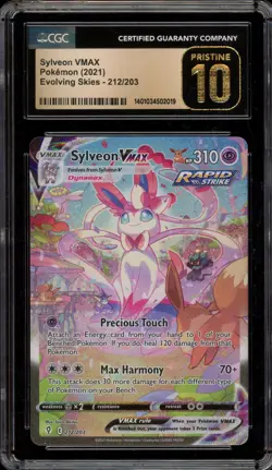 Pokemon Sylveon VMAX Evolving Skies Secret Rare Alt Art #212 CGC 10 Pristine - Image 1