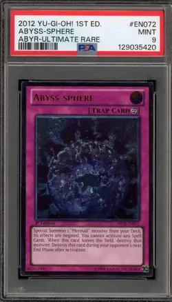 Yu-Gi-Oh! Abyss-Sphere 1st Edition Ultimate Rare ABYR-EN072 PSA 9 Mint - Image 1