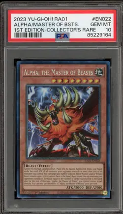 Yu-Gi-Oh! Alpha, The Master of Beasts 1st Ed Collector's Rare RA01-EN022 PSA 10 - Image 1