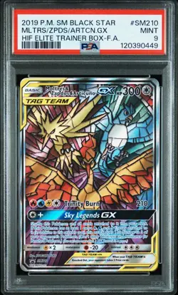 PSA 9 Moltres & Zapdos & Articuno GX SM210 Hidden Fates Promo Pokemon card Mint - Image 1