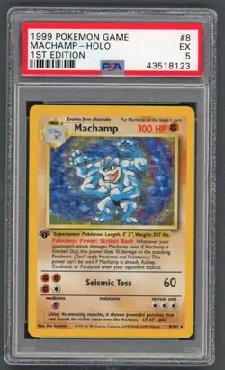 Pokemon Cards - PSA 5 1st Edition Machamp 8/102 - Base Set - EX - PSA5 - Image 1