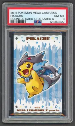Pokemon Cards - PSA 8 Pikachu Mega Lizardon X Poncho Charizard BC Business Card - Image 1