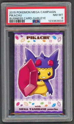 Pokemon Cards - PSA 8 Pikachu Mega Yamirami Poncho Sableye - BC Business Card - Image 1