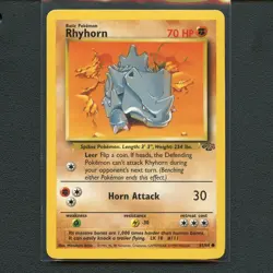 Pokemon TCG Rhyhorn 61/64 WotC Jungle Unlimited Regular Common Card EN-LP 1999 - Image 1