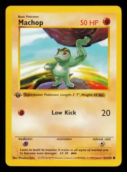 Pokemon Card Machop 1st Edition Shadowless Base Set 52/102 Original WOTC NM 1999 - Image 1