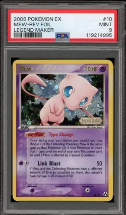 Pokemon Mew EX Legend Maker Reverse Holo Rare #10 PSA 9 Mint - Image 1