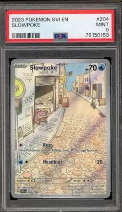 Pokemon Slowpoke Scarlet & Violet Illustration Rare #204 PSA 9 Mint - Image 1