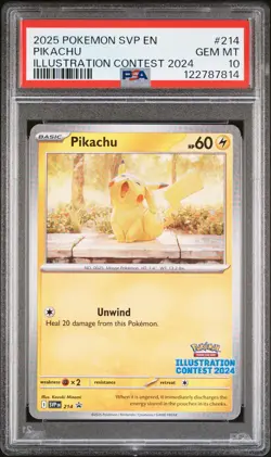 2025 POKEMON SVP EN-SV BLACK STAR PROMO ILLUSTRATION CONTEST 2024 PIKACHU PSA 10 - Image 1