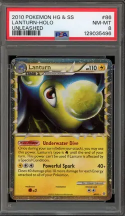 Pokemon Lanturn Prime Unleashed Holo Ultra Rare #86 PSA 8 - Image 1