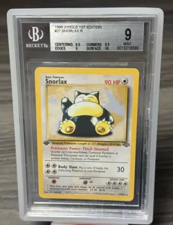 1999 Pokemon Jungle Snorlax 1st Edition Non-Holo BGS 9 Mint w Slab Protector - Image 1