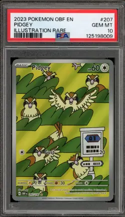 Pokemon Pidgey Obsidian Flames Illustration Rare #207 PSA 10 Gem Mint - Image 1