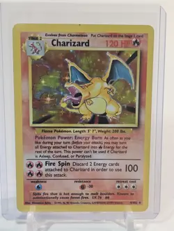 Charizard Pokemon Card TCG Base Holo Rare 4/102 Vintage 1999 WOTC - Image 2