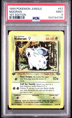 Nidoran - 1st Edition - 57/64 Jungle - WOTC Unlimited - Pokemon TCG - PSA 9 MINT - Image 1