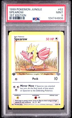 Spearow - 1st Edition - 62/64 Jungle - WOTC Unlimited - Pokemon TCG - PSA 9 MINT - Image 1