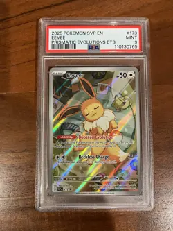 Pokemon TCG Eevee 173 Prismatic Evolutions PSA 9 Holo Promo - Image 1