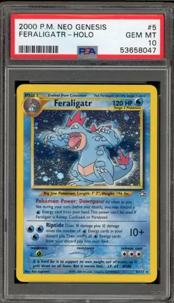 Pokemon Feraligatr Neo Genesis Unlimited Holo Rare #5 PSA 10 Gem Mint - Image 1