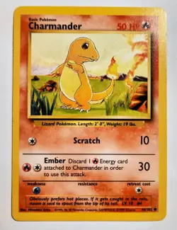 Pokemon -Charmander Base Set 46/102 Regular Common 1995, 96 98 - Lightly Played - Image 1