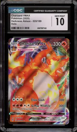 Pokemon Charizard VMAX Darkness Ablaze Full Art #020 CGC 10 Gem Mint - Image 1