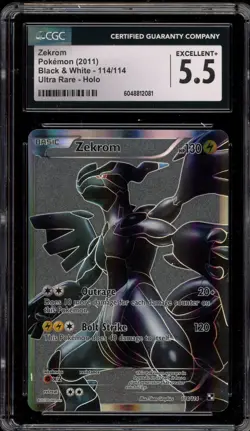Pokemon Zekrom Black & White Full Art Grey Background #114 CGC 5.5 - Image 1