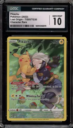 Pokemon Pikachu Lost Origin Trainer Gallery Full Art #TG05 CGC 10 Gem Mint - Image 1