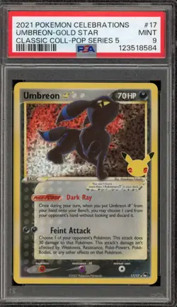 Pokemon Umbreon Gold Star Celebrations Classic Coll POP Series 5 Holo #17 PSA 9 - Image 1