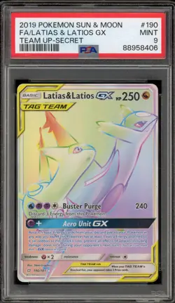 Pokemon Latias & Latios GX Team Up Secret Rare Full Art #190 PSA 9 Mint - Image 1