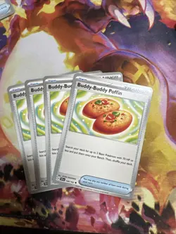 4x Buddy-Buddy Poffin 144/162 Temporal Forces Pokemon TCG Playset - Image 1