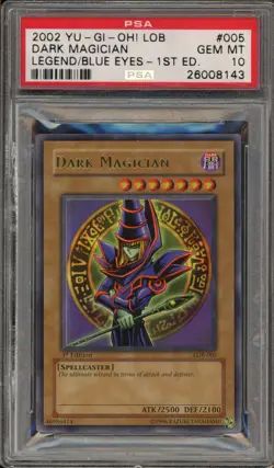 Yu-Gi-Oh! Dark Magician Legend of Blue Eyes 1st Ed Ultra Rare LOB-005 PSA 10 - Image 1