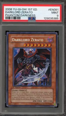 Yu-Gi-Oh! Darklord Zerato Phantom Darkness 1st Ed Secret Rare PTDN-EN081 PSA 9 - Image 1