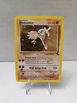 Hitmonlee Pokemon Card HOLO Fossil Set 1999 Vintage LP - Image 1