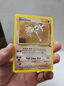 Hitmonlee Pokemon Card HOLO Fossil Set 1999 Vintage LP - Image 3